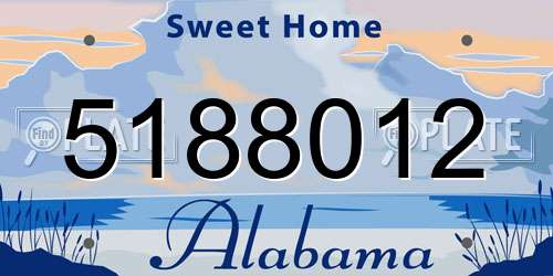 5188012 Alabama License Plate