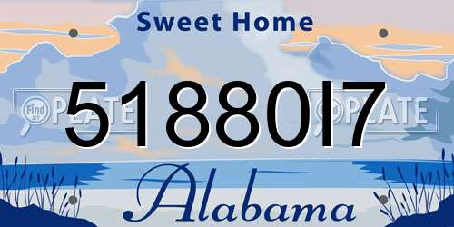 51880I7 Alabama License Plate