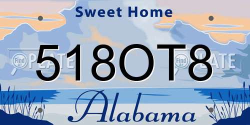 518OT8 Alabama License Plate