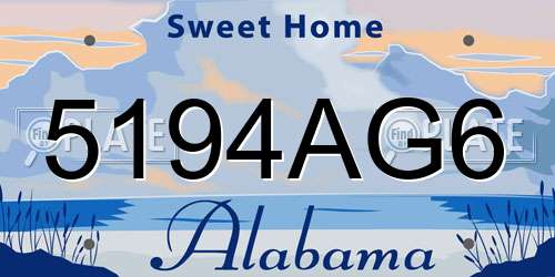 5194AG6 Alabama License Plate