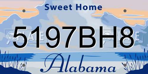 5197BH8 Alabama License Plate