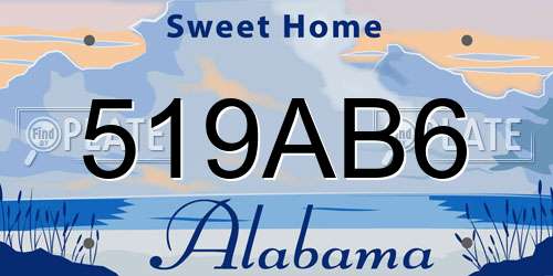519AB6 Alabama License Plate