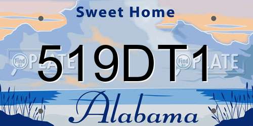 519DT1 Alabama License Plate