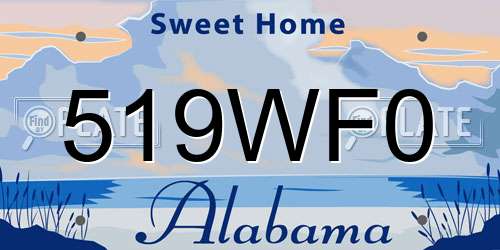 519WF0 Alabama License Plate
