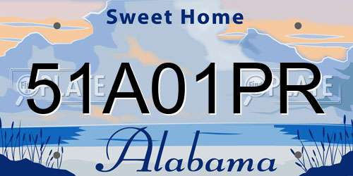 51A01PR Alabama License Plate