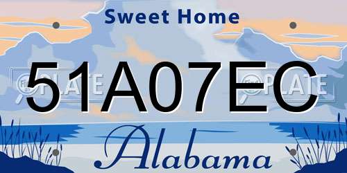 51A07EC Alabama License Plate