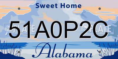 51A0P2C Alabama License Plate