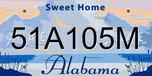 51A105M Alabama License Plate