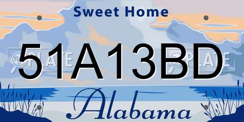 51A13BD Alabama License Plate