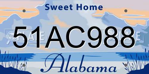 51AC988 Alabama License Plate