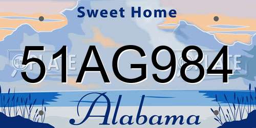 51AG984 Alabama License Plate