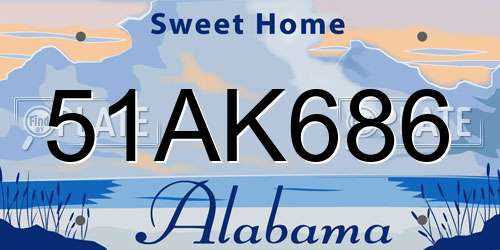 51AK686 Alabama License Plate