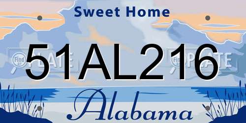 51AL216 Alabama License Plate
