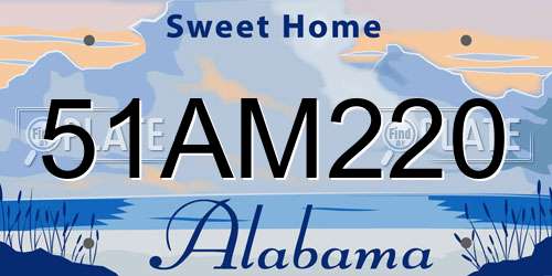 51AM220 Alabama License Plate