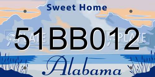 51BB012 Alabama License Plate