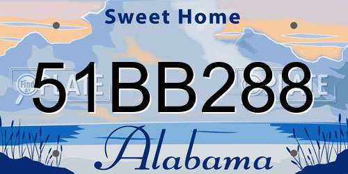 51BB288 Alabama License Plate