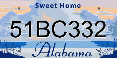 51BC332 Alabama License Plate