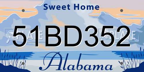 51BD352 Alabama License Plate
