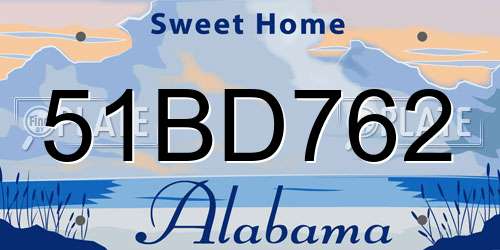 51BD762 Alabama License Plate