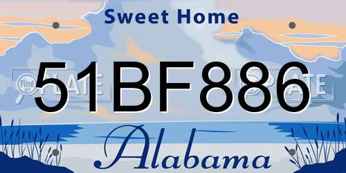 51BF886 Alabama License Plate