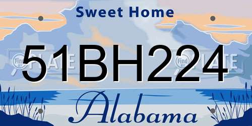51BH224 Alabama License Plate