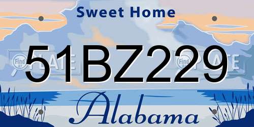 51BZ229 Alabama License Plate