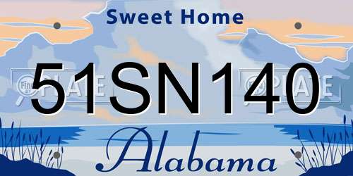 51SN140 Alabama License Plate