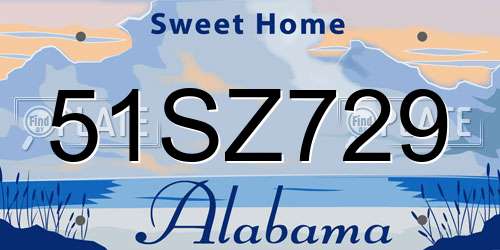 51SZ729 Alabama License Plate