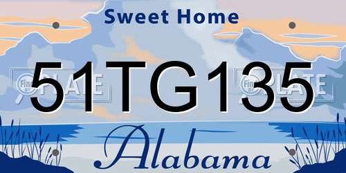 51TG135 Alabama License Plate