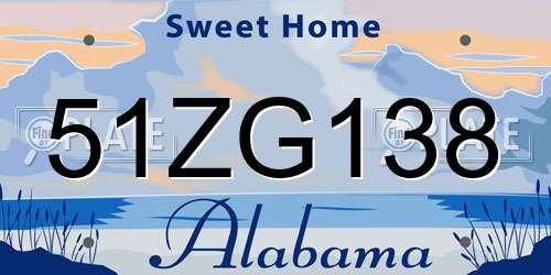 51ZG138 Alabama License Plate