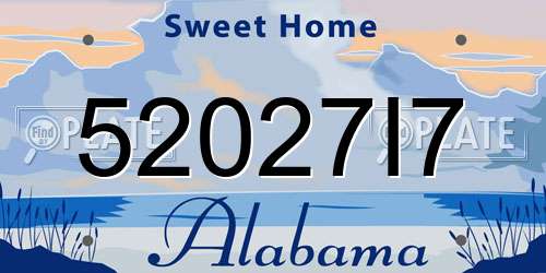 52027I7 Alabama License Plate