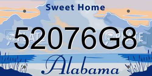 52076G8 Alabama License Plate