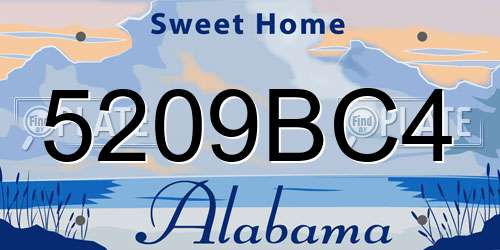 5209BC4 Alabama License Plate