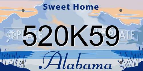 520K59 Alabama License Plate