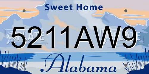 5211AW9 Alabama License Plate