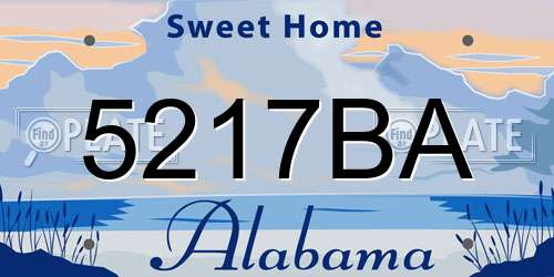 5217BA Alabama License Plate