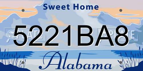 5221BA8 Alabama License Plate