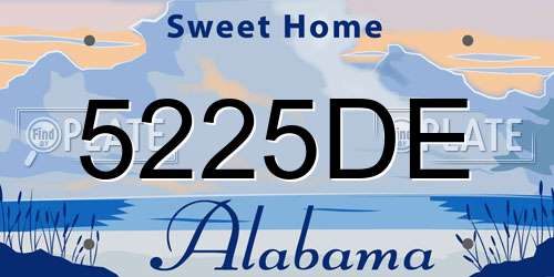 5225DE Alabama License Plate