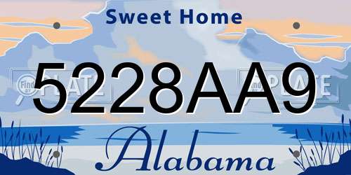 5228AA9 Alabama License Plate