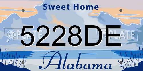 5228DE Alabama License Plate