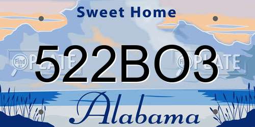 522BO3 Alabama License Plate