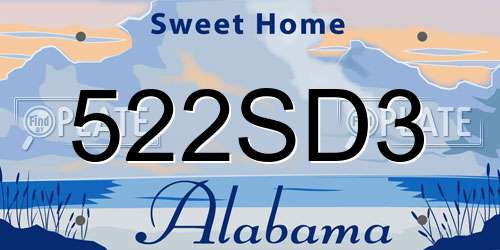 522SD3 Alabama License Plate