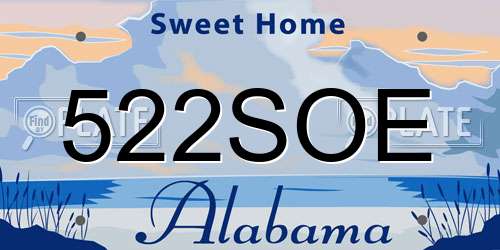 522SOE Alabama License Plate