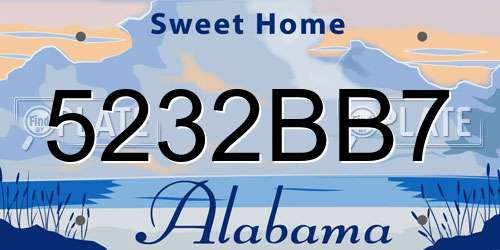 5232BB7 Alabama License Plate