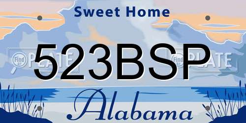 523BSP Alabama License Plate