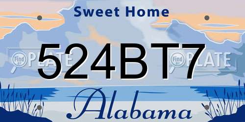 524BT7 Alabama License Plate