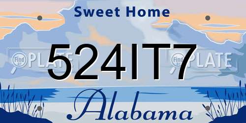 524IT7 Alabama License Plate