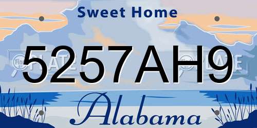 5257AH9 Alabama License Plate
