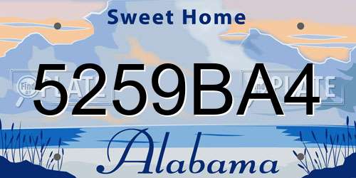 5259BA4 Alabama License Plate