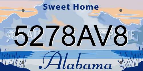 5278AV8 Alabama License Plate